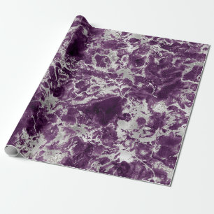 Moderne purpur-silberne Marmorstruktur Geschenkpapier