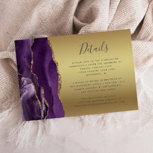 Moderne purpurrote Achat-Gold-Glamourfolie-Hochzei Begleitkarte