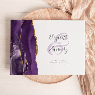 Moderne Purpurrote Achat-Gold-Schrift Gästebuch