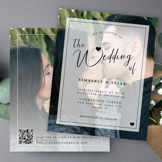Moderne QR CODE 2 Foto Hochzeitseinladung