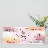 Moderne QR Code Air Ticket Boarding Pass Hochzeit Einladung (Stehend Vorderseite)