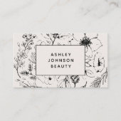 Moderne QR Code Botanische Blush Black Social Medi Visitenkarte (Vorderseite)