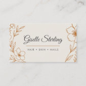 Moderne QR-Code Botanische florale Kupfer Taupe Visitenkarte (Vorderseite)