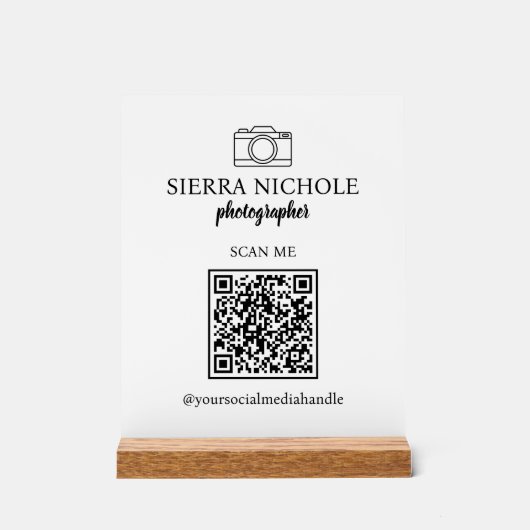 Moderne QR Code Business Card Acrylschild (Vorderseite)