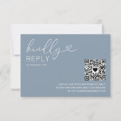 Moderne QR Code Dusty Blue Wedding RSVP Card (Vorderseite)