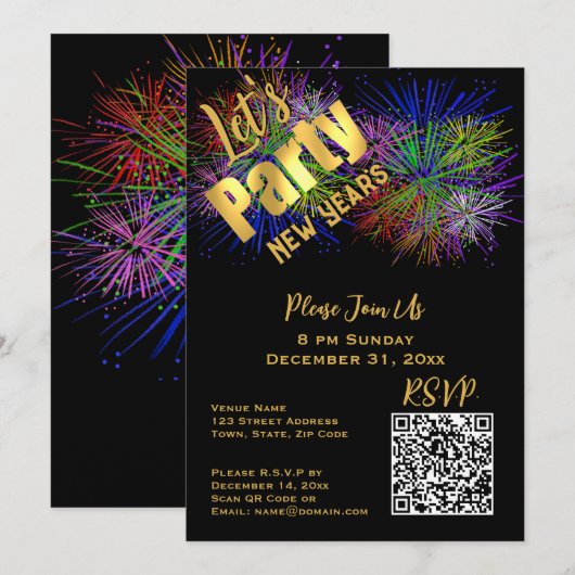 Moderne QR-Code e-vite Neujahrs-Party Einladung (Vorne/Hinten)