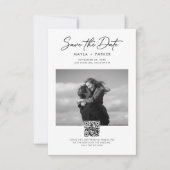 Moderne QR-Code elegante Foto-Hochzeit Termin merk Save The Date (Vorderseite)