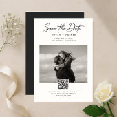 Moderne QR-Code elegante Foto-Hochzeit Termin merk Save The Date