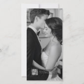 Moderne QR-Code-elegante Schriftfoto-Hochzeit Save The Date (Rückseite)