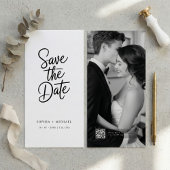 Moderne QR-Code-elegante Schriftfoto-Hochzeit Save The Date