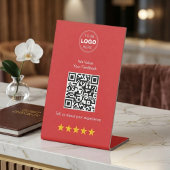 Moderne QR-Code-Feedback- und Bewertungen Rot und Sockelschild