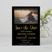 Moderne QR Code Foto Calligraphy Black Wedding Folieneinladung (Stehend vorne)