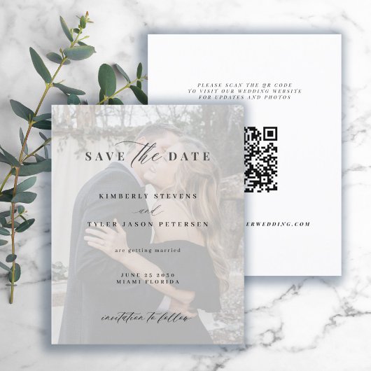 Moderne QR CODE Foto Hochzeit sparen das Datum