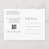 Moderne QR CODE Foto Hochzeit speichern das Datum Ankündigungspostkarte (Rückseite)