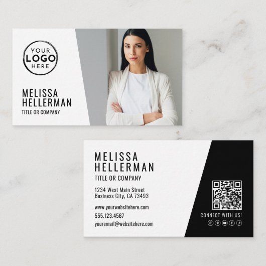 Moderne QR-Code-Foto-Logo Visitenkarte (Vorne/Hinten)