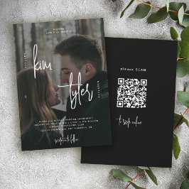 Moderne QR CODE Foto-Namen Skript Hochzeit Einladung
