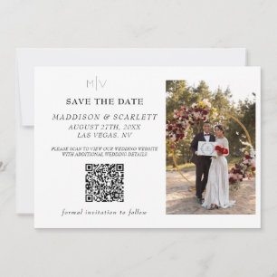 Moderne QR-Code-Foto-Rückseite Save The Date Einladung