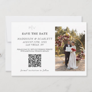 Moderne QR-Code-Foto-Rückseite Save The Date Einladung