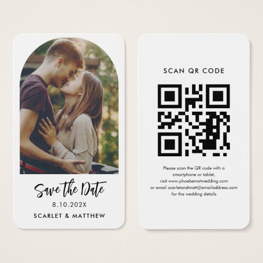 Moderne QR Code Foto Wedding Website Save the Date (Vorne & Hinten)
