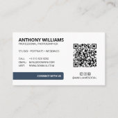 Moderne QR Code Fotograf Business Card Visitenkarte (Vorderseite)