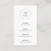 Moderne QR-Code-Fotografie-Visitenkarte Visitenkarte (Rückseite)