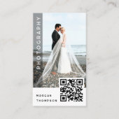 Moderne QR-Code-Fotografie-Visitenkarte Visitenkarte (Vorderseite)