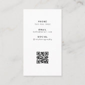 Moderne QR-Code-Fotografie-Visitenkarte Visitenkarte (Rückseite)