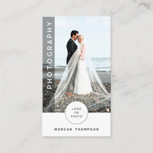 Moderne QR-Code-Fotografie-Visitenkarte Visitenkarte (Vorderseite)