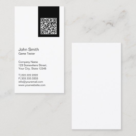 Moderne QR Code Game Testing Visitenkarte (Vorne/Hinten)