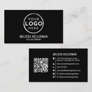 Moderne QR-Code-Gestaltung in Schwarz Visitenkarte