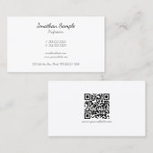 Moderne QR-Code-Handschrift-Skript Elegante Geschä Visitenkarte (Vorne/Hinten)