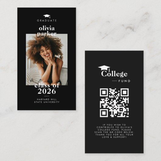 Moderne QR-Code Hochschulstipendium Foto Abschluss Begleitkarte (Vorne/Hinten)
