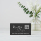 Moderne QR-Code-Hochzeit Schwarz-Weiß-Registry Begleitkarte (Stehend Vorderseite)