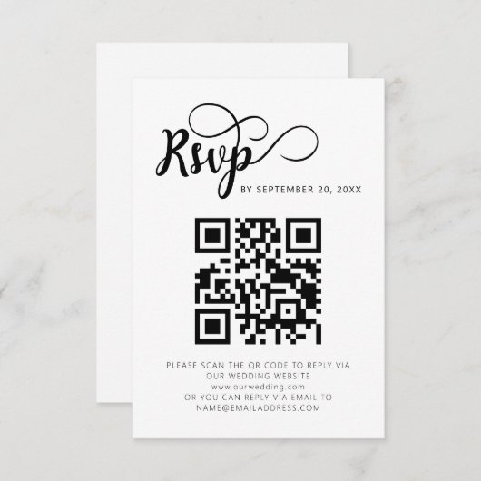 Moderne QR-Code-Hochzeitkarten für RSVP (Vorne/Hinten)