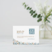 Moderne QR-Code-Hochzeits-RSVP-Wildblumen-Monogram Begleitkarte (Stehend Vorderseite)