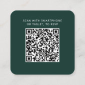 Moderne QR-Code-Hochzeitsantwort-RSVP-Karte Quadratische Visitenkarte (Rückseite)