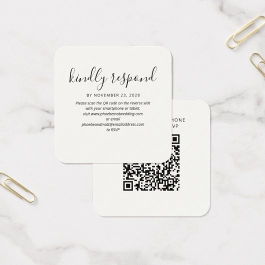 Moderne QR-Code-Hochzeitswebsite-RSVP-Beilagekarte (Büro)
