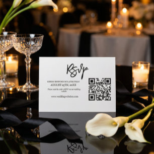 Moderne QR-Code-Hochzeitswebsite RSVP in Schreibsc Karte