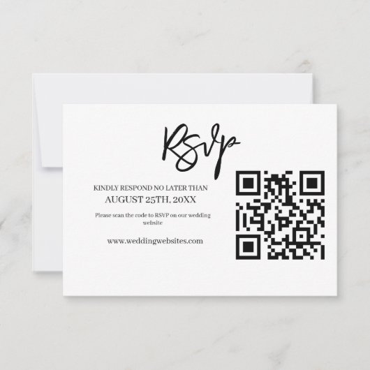 Moderne QR-Code-Hochzeitswebsite RSVP Karte (Vorderseite)