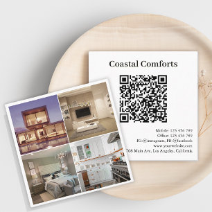 Moderne QR Code Host Card für Ferienvermietungen Quadratische Visitenkarte