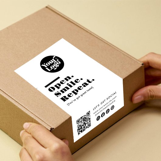 Moderne QR-Code-Logo-Verpackung Weiße Box-Siegel-E Rechteckiger Aufkleber
