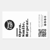 Moderne QR-Code-Logo-Verpackung Weiße Box-Siegel-E Rechteckiger Aufkleber (Vorderseite)