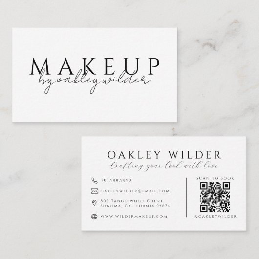 Moderne QR-Code-Makeup-Artistin Visitenkarte (Vorne/Hinten)