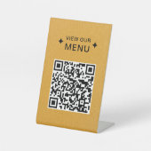 Moderne QR Code Menus für Restaurants Gold Sockelschild (Vorderseite)