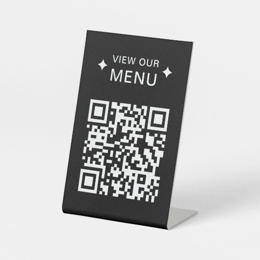 Moderne QR Code Menus für Restaurants schwarz Sockelschild (Vorderseite)