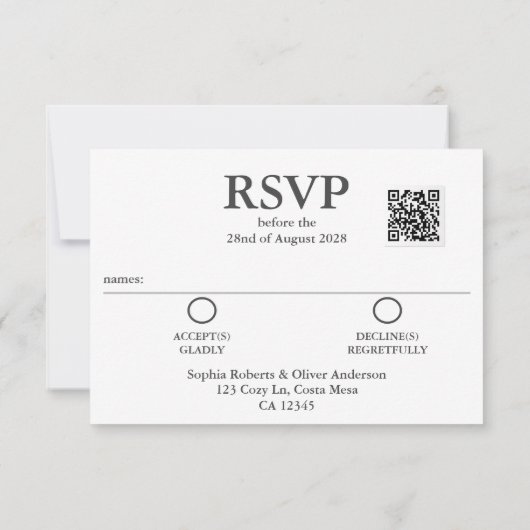 Moderne QR Code Ocean Blue Beach Wedding RSVP Card Karte (Rückseite)