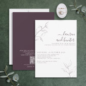 Moderne QR Code Plum Lila botanische Hochzeit Einladung
