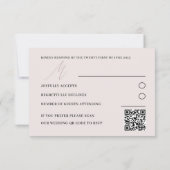 Moderne QR Code Rose Gold Einfache UAWG Hochzeit RSVP Karte (Rückseite)