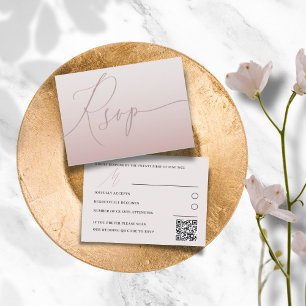 Moderne QR Code Rose Gold Einfache UAWG Hochzeit RSVP Karte