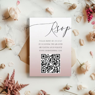 Moderne QR Code Rose Gold Einfache UAWG Hochzeit RSVP Karte